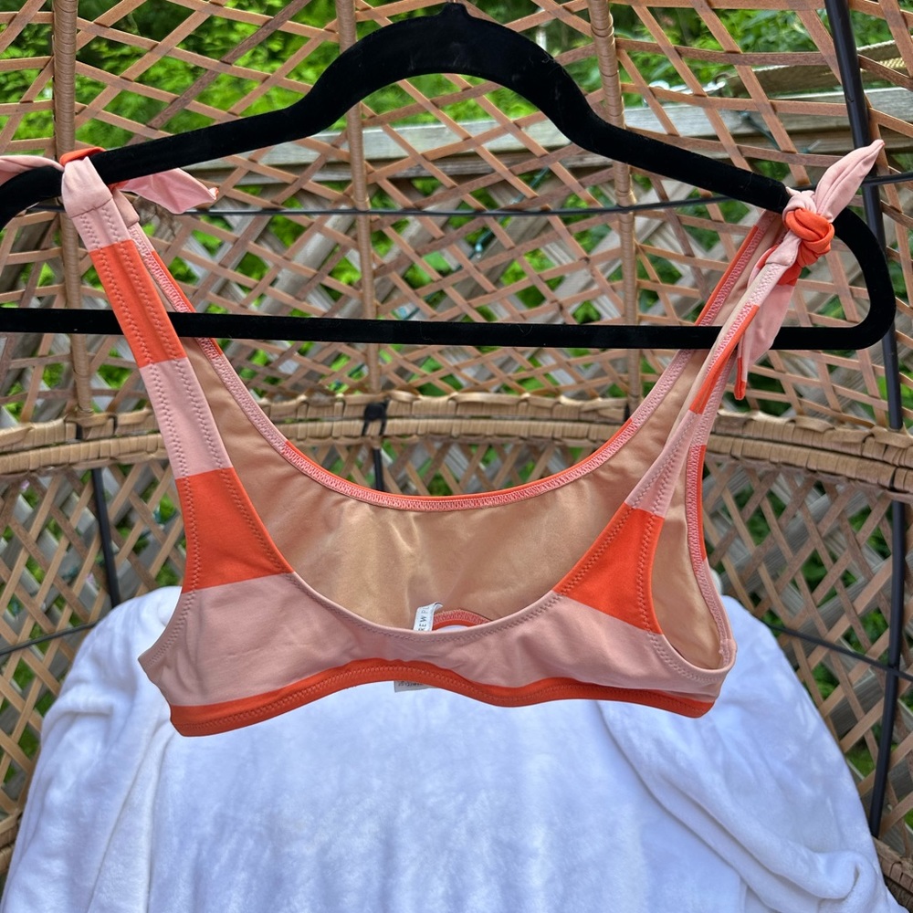 J Crew Playa tie strap bikini top in peach orange. Size small - Picture 3 of 6